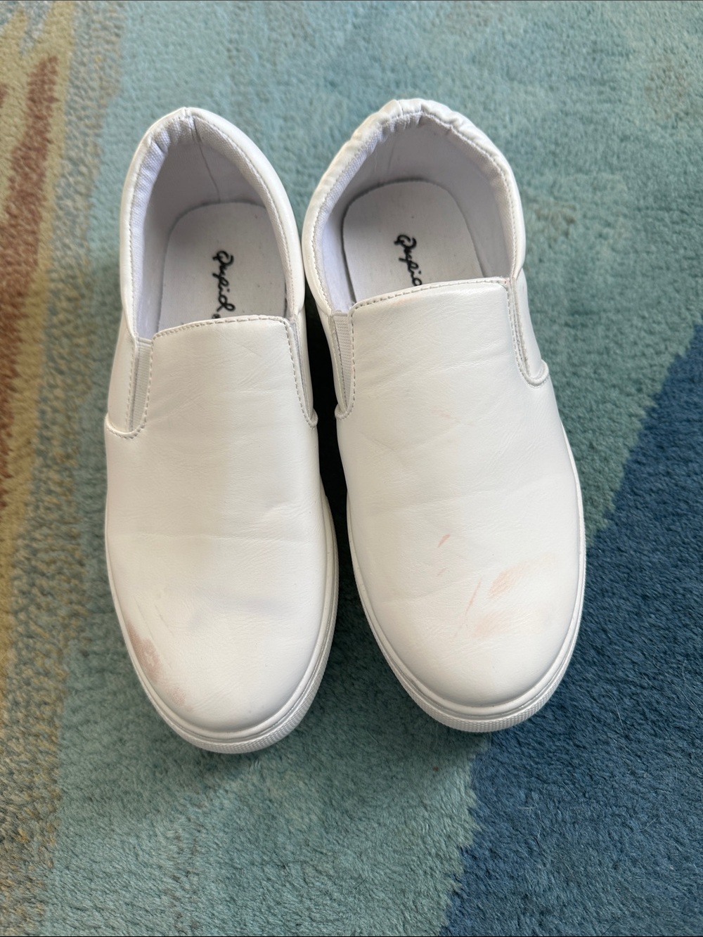 Qupid White Slip-On Casual Sneakers
